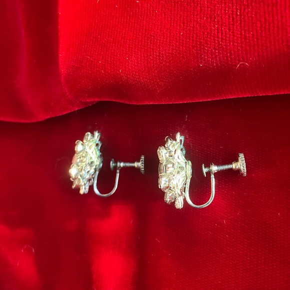 Vintage Rhinestone Screw Back Earrings - Picture 3 of 10